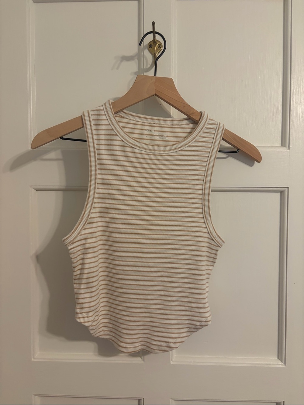 Aerie Ribbed Stripe Tank Top - Cream/Tan
